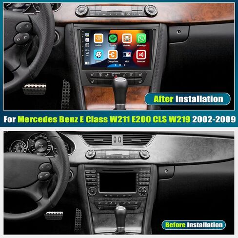 ستيريو سيارة 2G+64G Android 13 لسيارة Mercedes-Benz E-Class W211/CLS-class 2005-2008 مع Carplay اللاسلكي Android Auto، راديو سيارة بشاشة لمس 9 بوصات مع GPS Bluetooth، راديو WiFi/FM/RDS، SWC+كاميرا احتياطية in Saudi Arabia