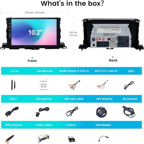 Roadanvi X12 8G+128G 10.2" Car Radio Headunit for Toyota Highlander 2015 2016 2017 2018 2019 Wireless Carplay Android Auto 1280x720 QLED Touch Screen Car Stereo Wifi 4G LTE GPS Navigation in Saudi Arabia