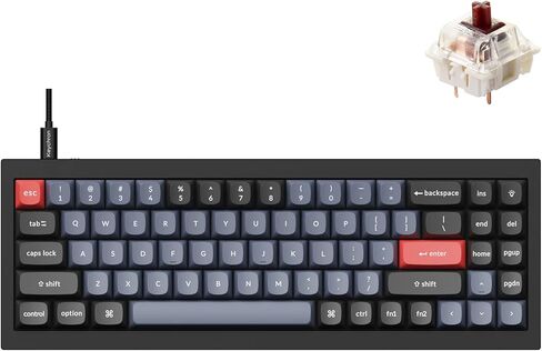 Keychron Q7 Wired Custom Mechanical Keyboard, 70% Layout QMK/VIA Programmable Macro with Hot-swappable Gateron G Pro Brown Switch Double Gasket Compatible with Mac Windows Linux (Black) in Kuwait