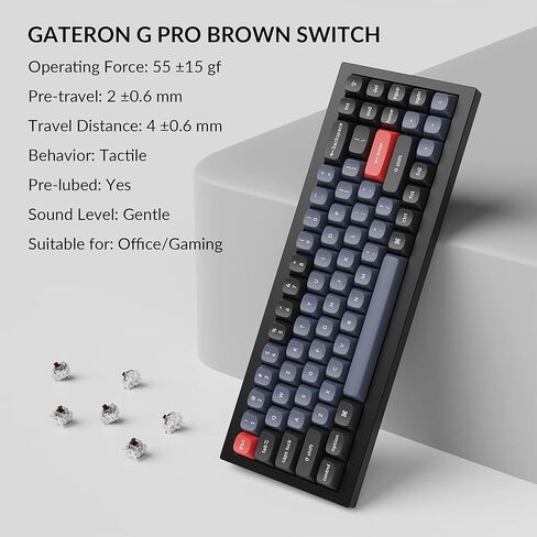 Keychron Q7 Wired Custom Mechanical Keyboard, 70% Layout QMK/VIA Programmable Macro with Hot-swappable Gateron G Pro Brown Switch Double Gasket Compatible with Mac Windows Linux (Black) in Kuwait