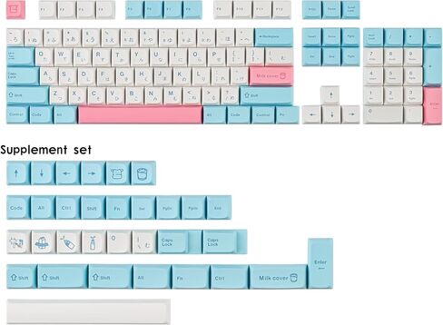 Milk Cover Keycaps PBT Dye-Sublimation XDA Profile English Custom Keycaps 60 Percent ANSI US Layout for 61 64 68 87 104 108 Mechanical Keyboard(Milk cover) in Saudi Arabia