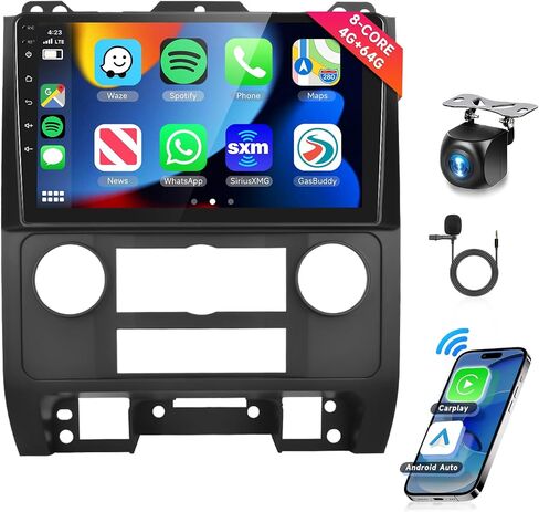 راديو سيارة 8 CORE 4G+64G لسيارة Ford Escape Kuga Mazda Tribute 2007-2012 مع CarPlay/Android Auto، 10.1 بوصة 1280 * 720P IPS شاشة تعمل باللمس ستيريو Android 13 GPS WiFi Bluetooth DSP SWC + كاميرا عالية الدقة in Saudi Arabia