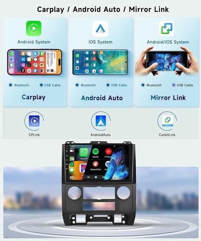 راديو سيارة 8 CORE 4G+64G لسيارة Ford Escape Kuga Mazda Tribute 2007-2012 مع CarPlay/Android Auto، 10.1 بوصة 1280 * 720P IPS شاشة تعمل باللمس ستيريو Android 13 GPS WiFi Bluetooth DSP SWC + كاميرا عالية الدقة in Saudi Arabia