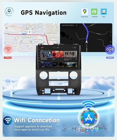 راديو سيارة 8 CORE 4G+64G لسيارة Ford Escape Kuga Mazda Tribute 2007-2012 مع CarPlay/Android Auto، 10.1 بوصة 1280 * 720P IPS شاشة تعمل باللمس ستيريو Android 13 GPS WiFi Bluetooth DSP SWC + كاميرا عالية الدقة in Saudi Arabia