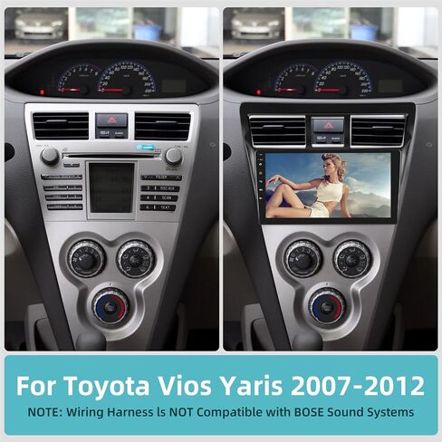 [2+64G] ستيريو سيارة Android 13 لسيارة Toyota Vios Yaris 2007-2012 - راديو بشاشة لمس Android 9 بوصة - لاسلكي Apple Carplay & Android Auto/WiFi/1080P/SWC/Bluetooth/Mirror Link + كاميرا احتياطية AHD in Saudi Arabia