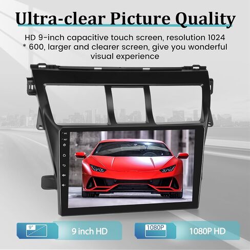 [2+64G] ستيريو سيارة Android 13 لسيارة Toyota Vios Yaris 2007-2012 - راديو بشاشة لمس Android 9 بوصة - لاسلكي Apple Carplay & Android Auto/WiFi/1080P/SWC/Bluetooth/Mirror Link + كاميرا احتياطية AHD in Saudi Arabia
