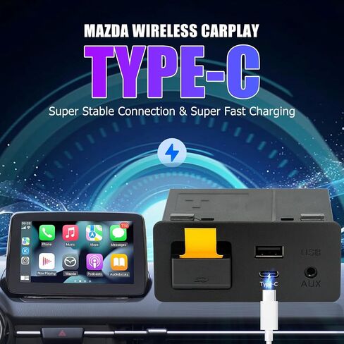 Mazda TYPE-C Wireless Carplay Retrofit Kit, TK78-66-9U0C OEM Media Hub to MZD Connect System, Compatible with Mazda 2/3/6/CX3/CX5/CX9/MX5 2015-2020 (Only supporting Wireless Carplay, NO Android Auto) in Kuwait