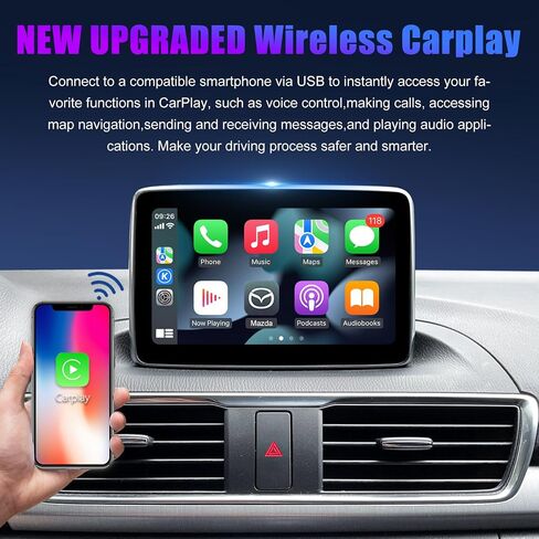 Mazda TYPE-C Wireless Carplay Retrofit Kit, TK78-66-9U0C OEM Media Hub to MZD Connect System, Compatible with Mazda 2/3/6/CX3/CX5/CX9/MX5 2015-2020 (Only supporting Wireless Carplay, NO Android Auto) in Kuwait