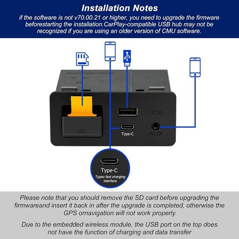Mazda TYPE-C Wireless Carplay Retrofit Kit, TK78-66-9U0C OEM Media Hub to MZD Connect System, Compatible with Mazda 2/3/6/CX3/CX5/CX9/MX5 2015-2020 (Only supporting Wireless Carplay, NO Android Auto) in Kuwait