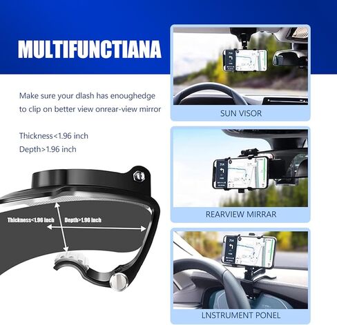 Pack of 1 Car Navigation Dashboard Clip, Phone Holder for Dashboard, Multifunctional Snap-on Vehicle Air Vent Phone Mount with Metal Bearing, 360 Degree Rotation Phone Clip (Black) in Kuwait