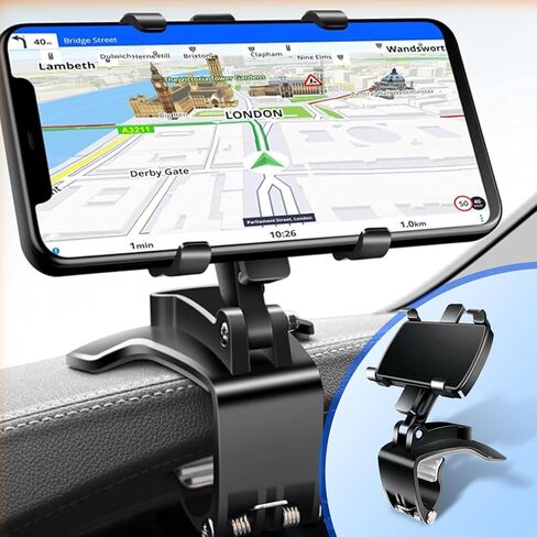 Pack of 1 Car Navigation Dashboard Clip, Phone Holder for Dashboard, Multifunctional Snap-on Vehicle Air Vent Phone Mount with Metal Bearing, 360 Degree Rotation Phone Clip (Black) in Kuwait