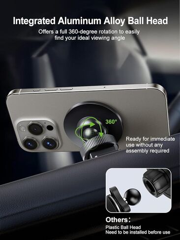 حامل هاتف مغناطيسي للسيارة من Elitehood، حامل هاتف مغناطيسي قوي قابل للتعديل 360 درجة، حامل هاتف مغناطيسي لفتحة تهوية السيارة، لحامل Magsafe للسيارة متوافق مع iPhone 15 14 13 Pro Max Plus Mini in Kuwait