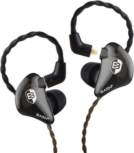 BASN in Ear Monitor Headphones for Musicians, Bsinger 2nd Generation Sound Isolating Earphones with Dual Dynamic Drivers Detachable MMCX Cable (Black)… in Kuwait