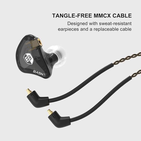 BASN in Ear Monitor Headphones for Musicians, Bsinger 2nd Generation Sound Isolating Earphones with Dual Dynamic Drivers Detachable MMCX Cable (Black)… in Kuwait