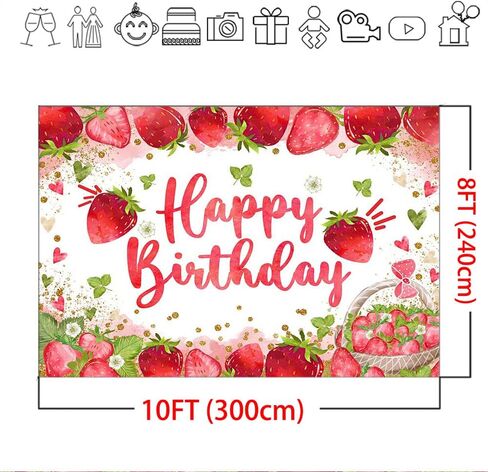 Mocsicka Strawberry Birthday Backdrop Strawberry Girl Happy Birthday Party Decorations Background Sweet One Girl Birthday Photography Backdrop Cake Table Decorations (7x5ft) in Saudi Arabia