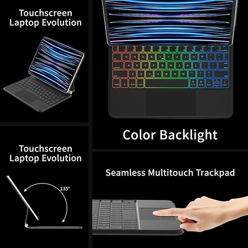 IPad Pro 12.9 Case with Keyboard 24 Colors Backlit Magnetic Keyboard Case for IPad Pro 12.9 inch 6th Generation 5th 4th 3rd Floating Cantilever Stand Magnetic Keyboard with Touchpad (Gray) in Saudi Arabia