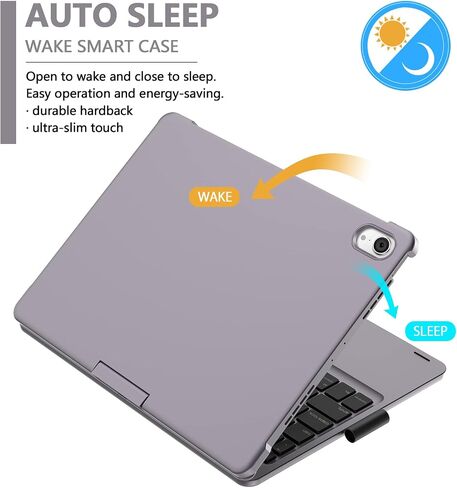 حافظة لوحة مفاتيح BORIYUAN Touchpad لجهاز iPad الجيل العاشر 10.9 بوصة 2022 - لوحة تتبع متعددة اللمس، 7 ألوان خلفية، حافظة ذكية قابلة للدوران 360 درجة مع لوحة مفاتيح لوحة اللمس لجهاز iPad 10.9 بوصة الجيل العاشر 2022 - رمادي in Kuwait