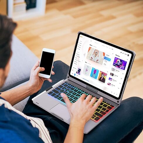 حافظة لوحة مفاتيح BORIYUAN Touchpad لجهاز iPad الجيل العاشر 10.9 بوصة 2022 - لوحة تتبع متعددة اللمس، 7 ألوان خلفية، حافظة ذكية قابلة للدوران 360 درجة مع لوحة مفاتيح لوحة اللمس لجهاز iPad 10.9 بوصة الجيل العاشر 2022 - رمادي in Kuwait