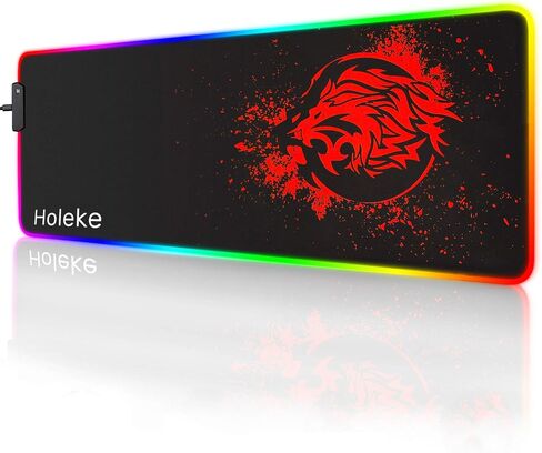 RGB Gaming Mousepad LED Mouse Pad Large Mice Pads with Non-Slip Rubber Base Mouse Mat for Computer Mouse Mat for Computer Lion Mouse Pad (Red) in Saudi Arabia