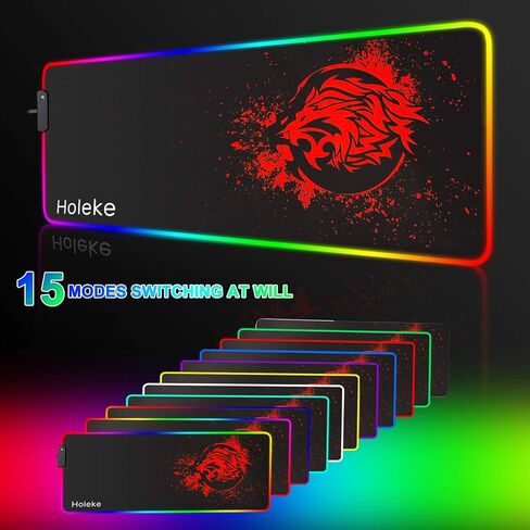 RGB Gaming Mousepad LED Mouse Pad Large Mice Pads with Non-Slip Rubber Base Mouse Mat for Computer Mouse Mat for Computer Lion Mouse Pad (Red) in Saudi Arabia