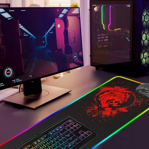 RGB Gaming Mousepad LED Mouse Pad Large Mice Pads with Non-Slip Rubber Base Mouse Mat for Computer Mouse Mat for Computer Lion Mouse Pad (Red) in Saudi Arabia