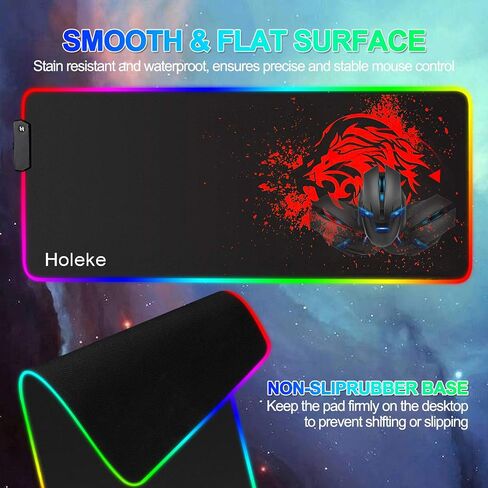 RGB Gaming Mousepad LED Mouse Pad Large Mice Pads with Non-Slip Rubber Base Mouse Mat for Computer Mouse Mat for Computer Lion Mouse Pad (Red) in Saudi Arabia
