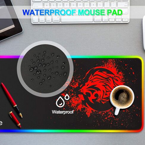RGB Gaming Mousepad LED Mouse Pad Large Mice Pads with Non-Slip Rubber Base Mouse Mat for Computer Mouse Mat for Computer Lion Mouse Pad (Red) in Saudi Arabia