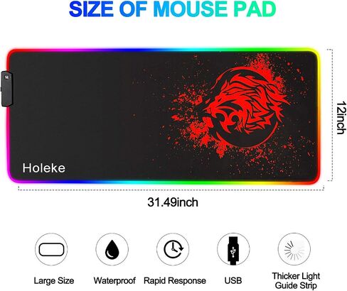 RGB Gaming Mousepad LED Mouse Pad Large Mice Pads with Non-Slip Rubber Base Mouse Mat for Computer Mouse Mat for Computer Lion Mouse Pad (Red) in Saudi Arabia