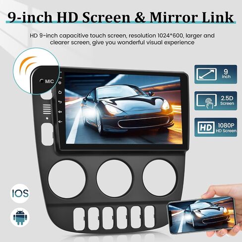 [2+64G] لسيارة Mercedes Benz W163 ML320 ML350 ML400 ML500 1997-2005 ترقية راديو - 9 بوصة Android 13 شاشة لمس ستيريو - Carplay/Android Auto/1080P/EQ/WiFi/Mirror Link/SWC + كاميرا احتياطية AHD + ميكروفون in Saudi Arabia