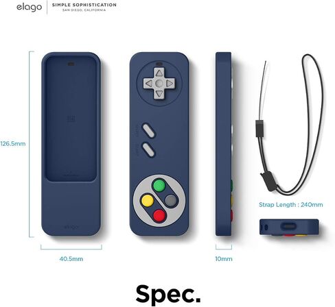 elago R4 Retro Apple TV Remote Case Compatible with Apple TV Siri Remote 1st Generation - Classic Controller Design [Non-Functional], Lanyard Included [US Patent Registered] (Black) in Saudi Arabia