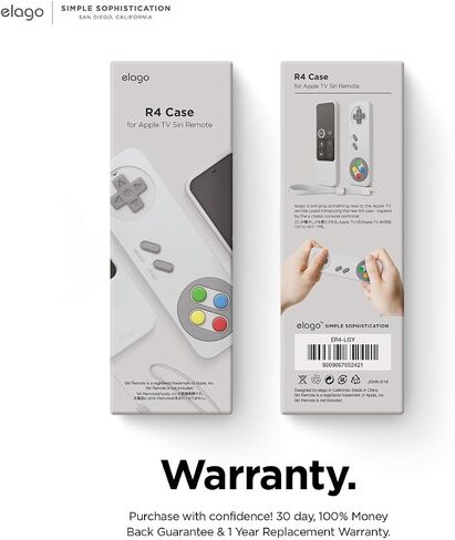 elago R4 Retro Apple TV Remote Case Compatible with Apple TV Siri Remote 1st Generation - Classic Controller Design [Non-Functional], Lanyard Included [US Patent Registered] (Black) in Saudi Arabia