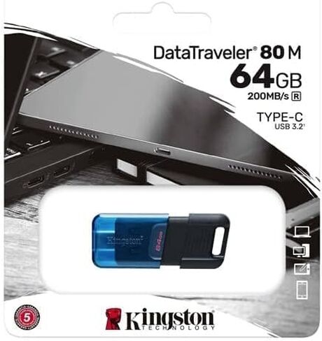Kingston 2 Pack 64GB DataTraveler 80 M Flash Drive DT80M/64GB - حزمة مع 2 كل شيء ما عدا سترومبولي in Saudi Arabia