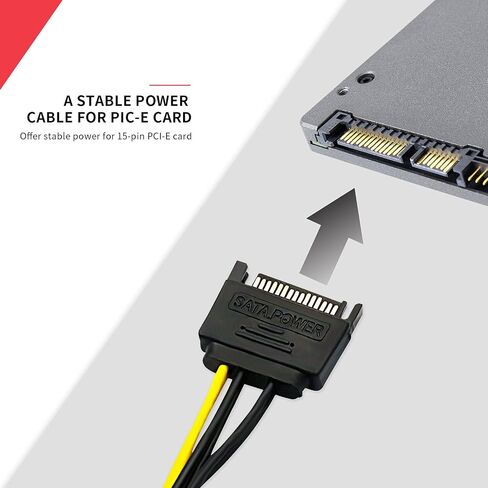 5pcs 6 Pin 15 SATA 15-Pin Male to 6 Pin PCI-Express Female Video Card 6 Pin SATA Power Adapter Cable(20CM/8inch) in Saudi Arabia