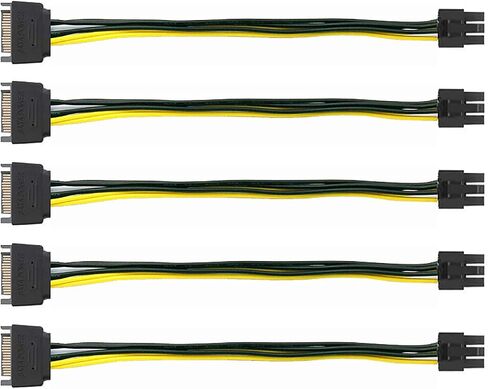 5pcs 6 Pin 15 SATA 15-Pin Male to 6 Pin PCI-Express Female Video Card 6 Pin SATA Power Adapter Cable(20CM/8inch) in Saudi Arabia