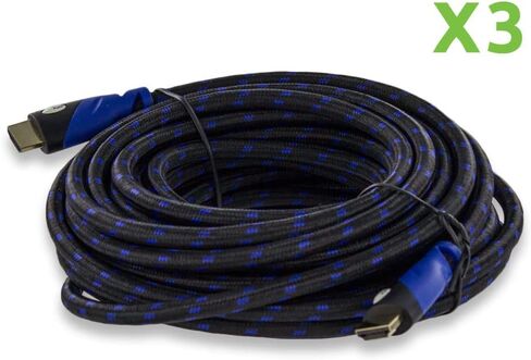 كابل NavePoint HDMI 1.4 ذكر إلى ذكر أسود بطول 30 قدمًا أسود منسوج 5 عبوات باللون الأزرق in Saudi Arabia