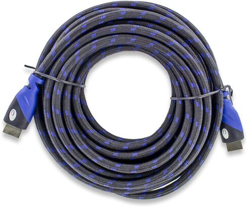 كابل NavePoint HDMI 1.4 ذكر إلى ذكر أسود بطول 30 قدمًا أسود منسوج 5 عبوات باللون الأزرق in Saudi Arabia