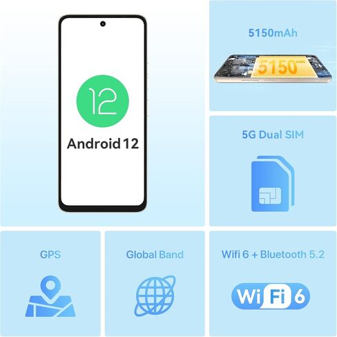 UMIDIGI Unlocked 5G Cell Phone,A13 PRO MAX 5G Smartphone 17GB+256GB Android 12 with 6.8" Full Screen,64+5+5MP AI Triple Camera MediaTek Dimensity 900,5150mAh Battery Smartphones,WIFI 6.0,Warranty in Saudi Arabia