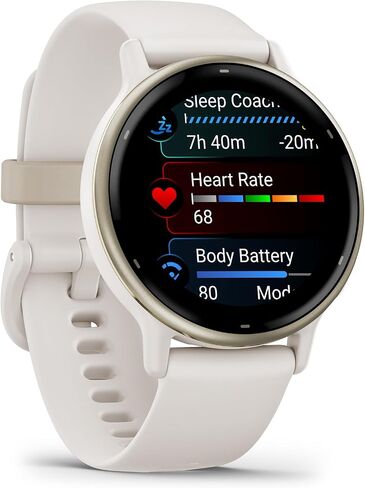 Garmin vivoactive 6 GPS Smartwatch with AMOLED Display, Lunar Gold | Advanced Health and Fitness Features, Up to 11 Day Battery, Energy Monitoring, Sleep Coach | with Signature Series Power Bundle in Saudi Arabia