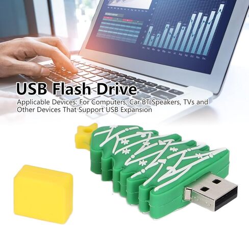GOWENIC محرك فلاش USB الكرتون شجرة عيد الميلاد ذاكرة القلم محرك تخزين البيانات محرك فلاش USB حشو تخزين إبداعي للمنزل والمكتب والمدرسة (64 جيجابايت) in Kuwait