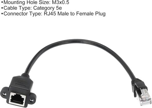 MECCANIXITY Male to Female 5e Network Cable Extension Wire M3 30CM Length Waterproof for Home Office Networks with Ears in Saudi Arabia