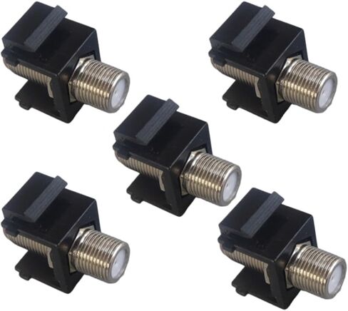 مقبس Keystone (5 قطع) أسود، موصل كابل محوري 3 جيجا هرتز، موسع كابل RG6 من نوع F أنثى إلى أنثى مقبس شبه منحرف من نوع F لألواح الحائط ولوحات التصحيح in Kuwait