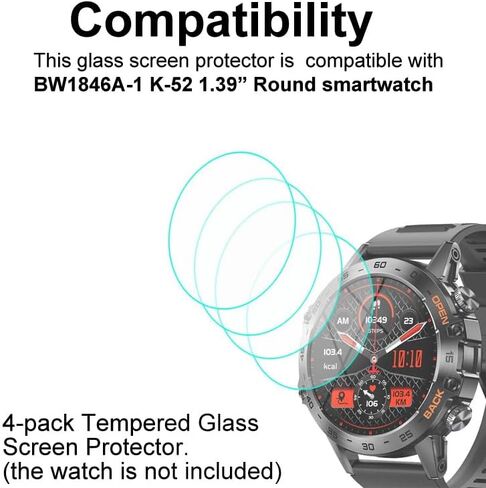 متوافق مع ساعة SUNKTA BW1846A-1 K-52 مقاس 1.39 بوصة، ساعة ذكية دائرية متينة، واقي شاشة من الزجاج المقوى، 3 قطع، 9 ساعات in Saudi Arabia