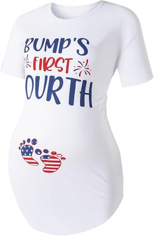 قميص الحمل النسائي الأول الرابع من Bump's الرابع من يوليو بأكمام قصيرة للحمل in Kuwait