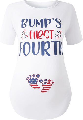 قميص الحمل النسائي الأول الرابع من Bump's الرابع من يوليو بأكمام قصيرة للحمل in Kuwait