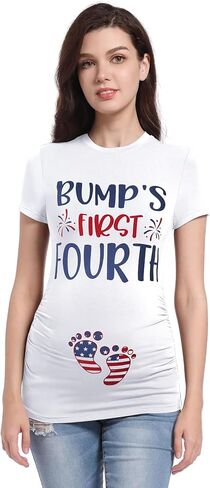 قميص الحمل النسائي الأول الرابع من Bump's الرابع من يوليو بأكمام قصيرة للحمل in Kuwait