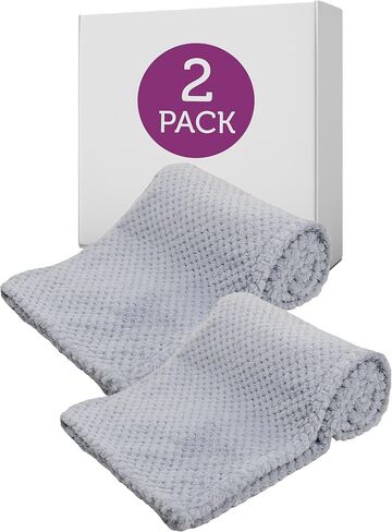 Baby Fuzzy Blanket Fluffy Waffle Flannel Fleece Blanket Super Soft Warm Cozy for Newborn Infant Toddler Kids Girl Boy Newborn Receiving Blanket for Crib, Stroller, Travel, Decorative Unisex Silver in Saudi Arabia