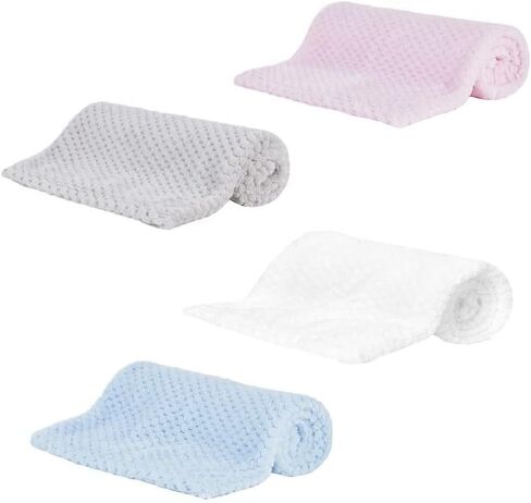Baby Fuzzy Blanket Fluffy Waffle Flannel Fleece Blanket Super Soft Warm Cozy for Newborn Infant Toddler Kids Girl Boy Newborn Receiving Blanket for Crib, Stroller, Travel, Decorative Unisex Silver in Saudi Arabia