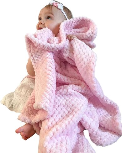 Baby Fuzzy Blanket Fluffy Waffle Flannel Fleece Blanket Super Soft Warm Cozy for Newborn Infant Toddler Kids Girl Boy Newborn Receiving Blanket for Crib, Stroller, Travel, Decorative Unisex Silver in Saudi Arabia