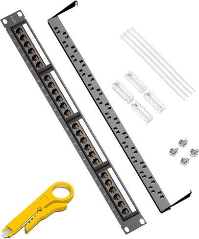 لوحة تصحيح شبكة إيثرنت RJ45، لوحة تصحيح شبكة 1U 24 منفذًا، متوافقة مع كابلات Cat5e وCat6 in Saudi Arabia