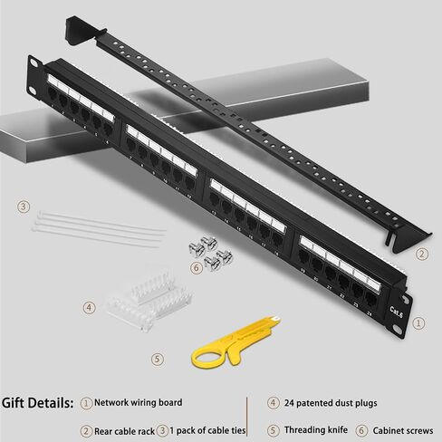لوحة تصحيح شبكة إيثرنت RJ45، لوحة تصحيح شبكة 1U 24 منفذًا، متوافقة مع كابلات Cat5e وCat6 in Saudi Arabia